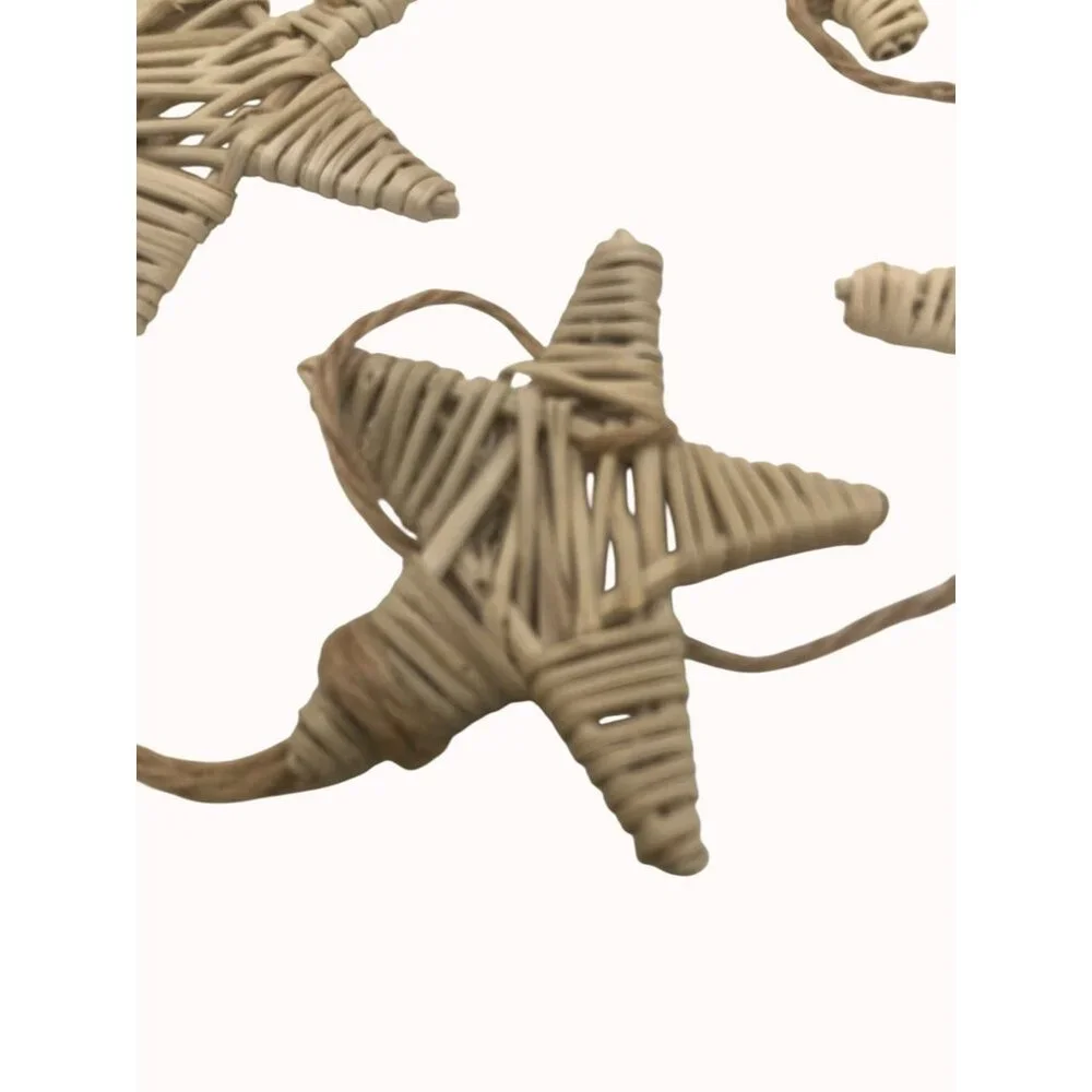Handmade Natural Wicker Star Garland With 9 Stars 6 Ft Long Rustic Decor Xmas
